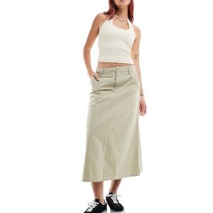 Vans off the wall Codey long flare utility skirt in beige Size 25